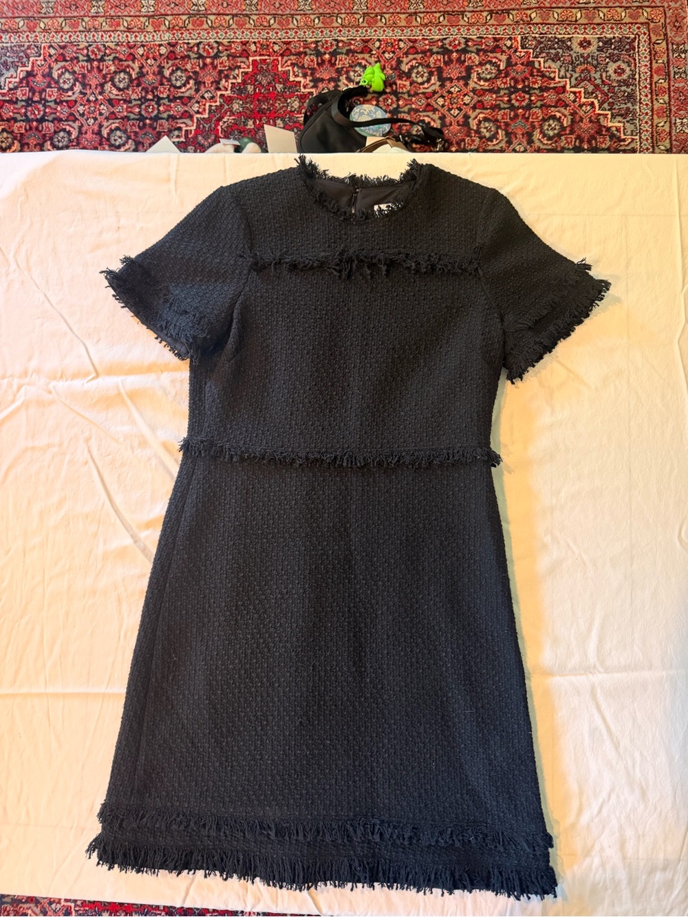 kate spade Black Fringe Textured Mini Dress
